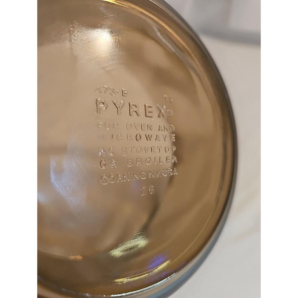 Vintage Pyrex Clear Amber # 473-B Glass Casserole Bowl 1 Liter - Picture 4 of 4
